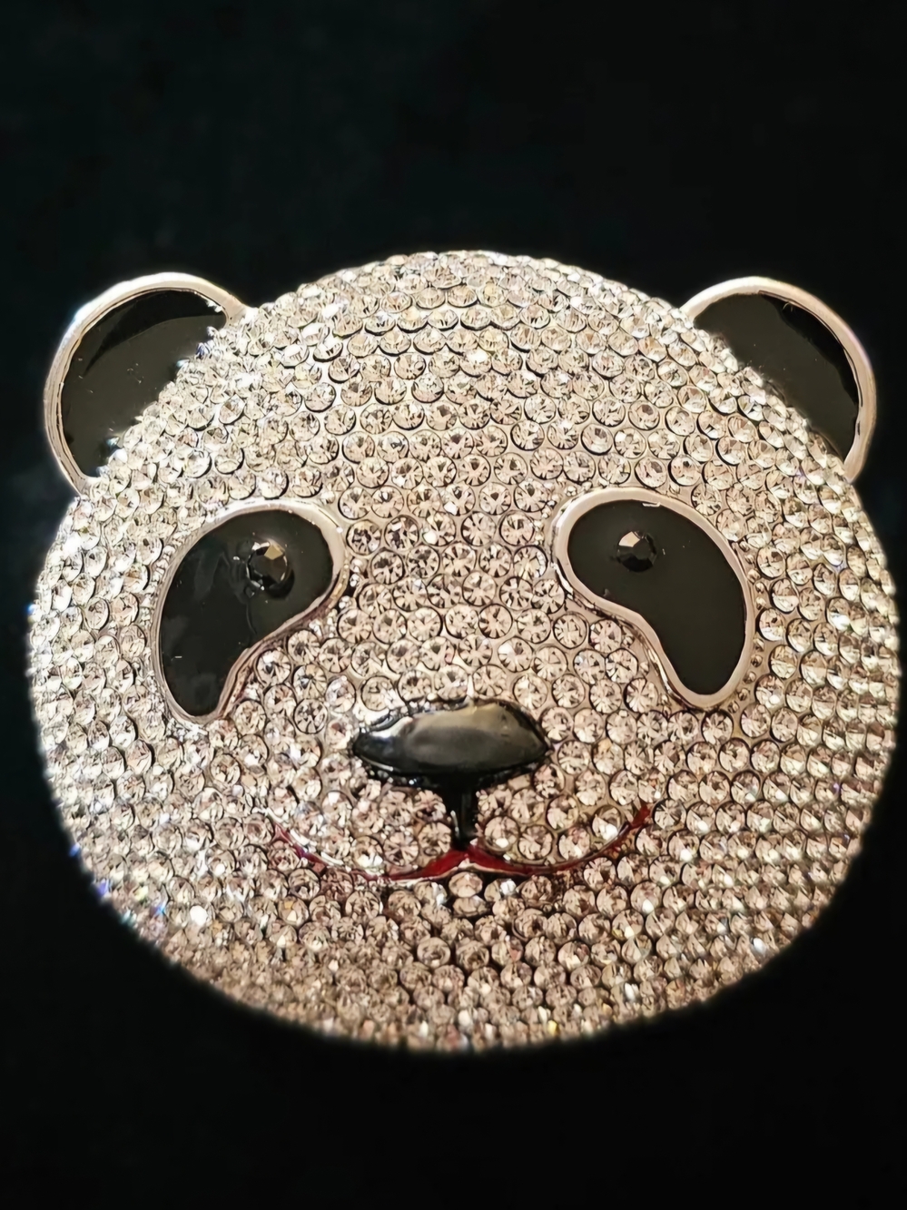 Rhinestone Panda Bear Brooch Pin Crystal Pavé Statement Jewelry